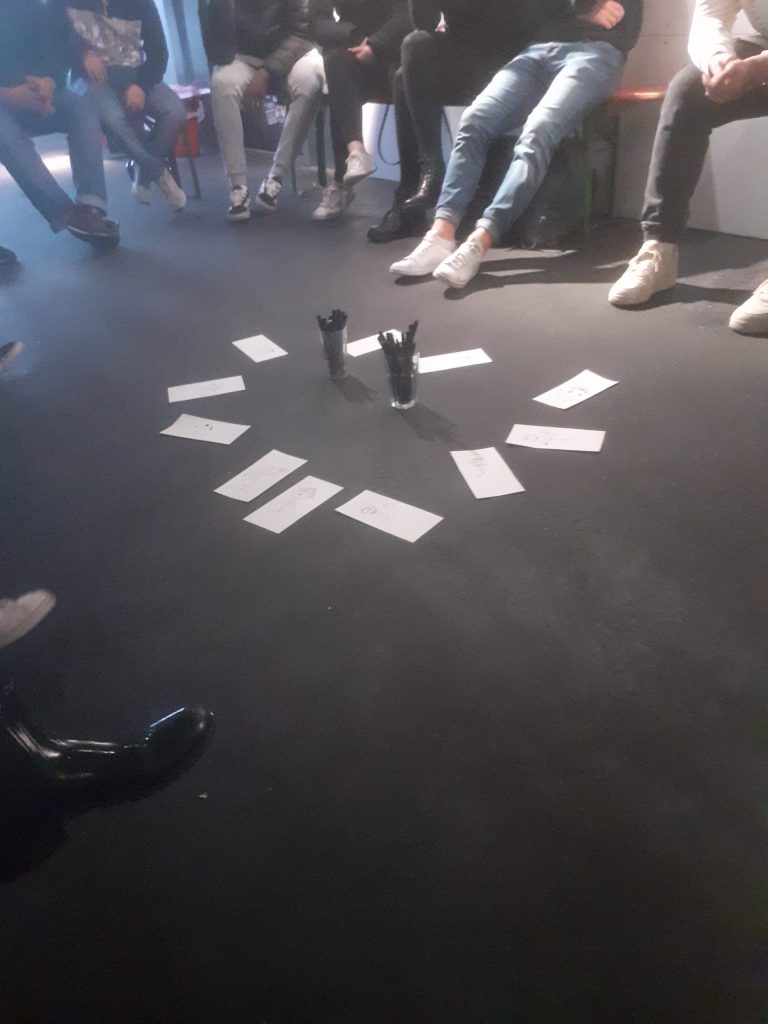 Gruppenspiel mit Zettel und Stift